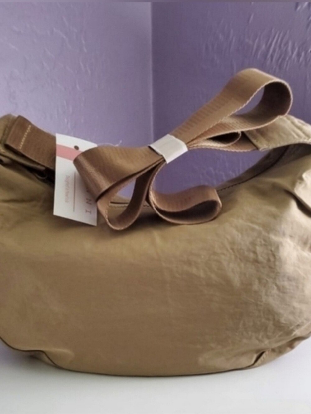 Medium Nylon Crescent Crossbody Bag